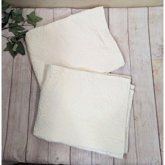 Columbine Cody Pillow Shams x2 Cream White Standard Portugal Embroidered 21X27 - Picture 1 of 8